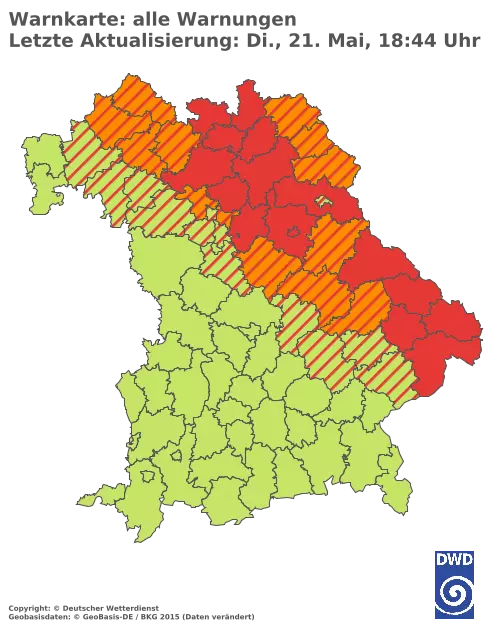 Aktuelle Wetterwarnungen für  Pfaffenhofen a.d.Ilm