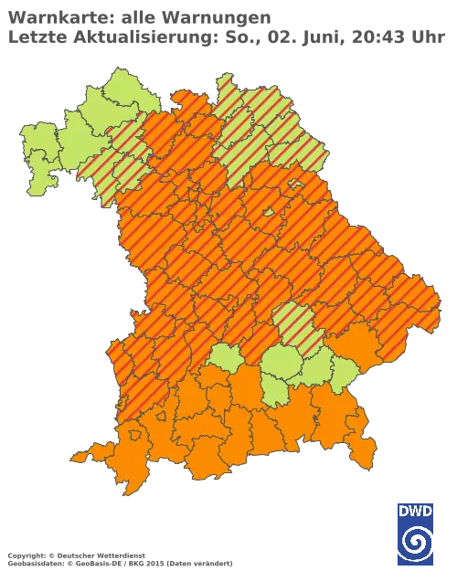 Aktuelle Wetterwarnungen für  Pfaffenhofen a.d.Ilm