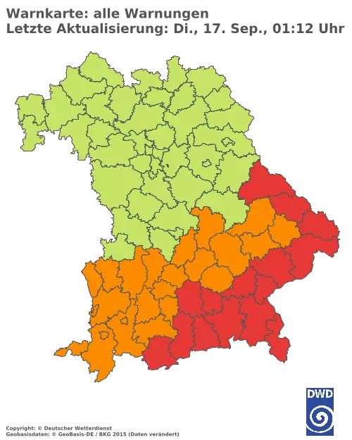 Aktuelle Wetterwarnungen für  Pfaffenhofen a.d.Ilm