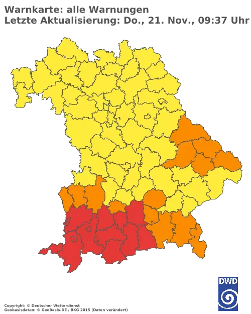 Aktuelle Wetterwarnungen für  Pfaffenhofen a.d.Ilm