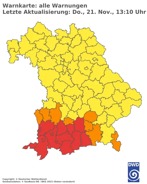 Aktuelle Wetterwarnungen für  Pfaffenhofen a.d.Ilm