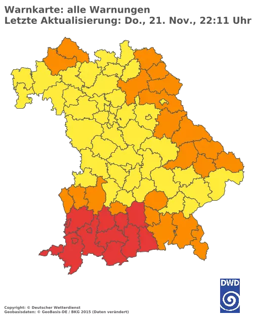 Aktuelle Wetterwarnungen für  Pfaffenhofen a.d.Ilm