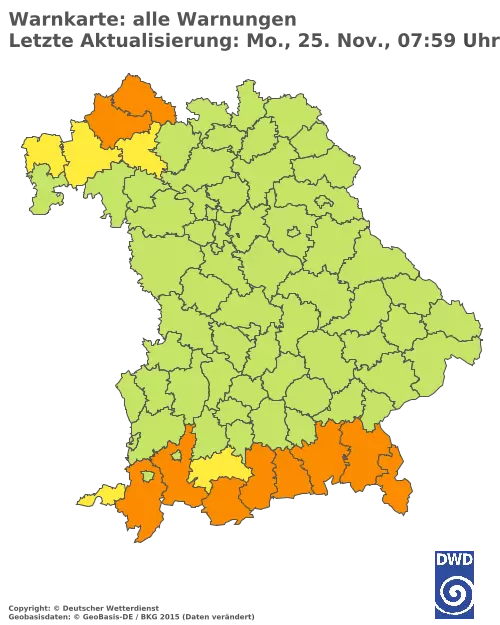 Aktuelle Wetterwarnungen für  Pfaffenhofen a.d.Ilm