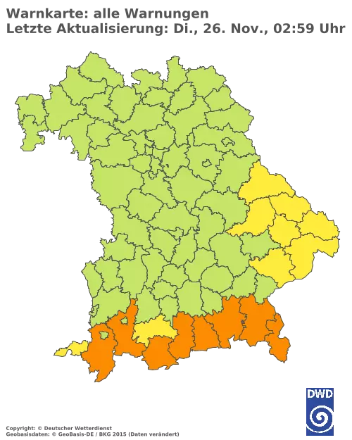 Aktuelle Wetterwarnungen für  Pfaffenhofen a.d.Ilm