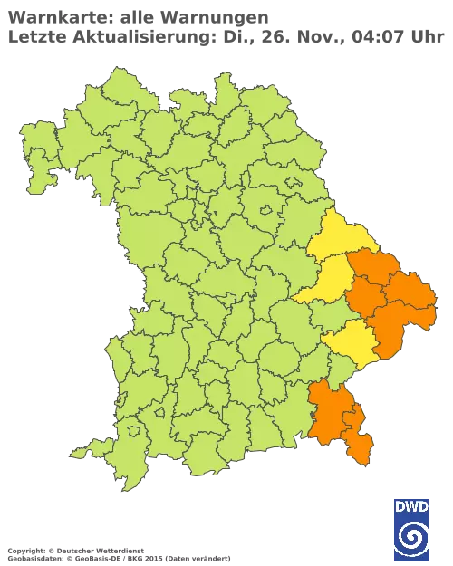 Aktuelle Wetterwarnungen für  Pfaffenhofen a.d.Ilm