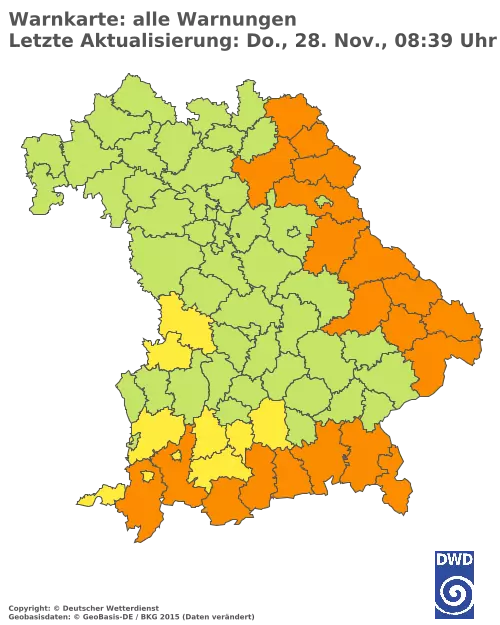 Aktuelle Wetterwarnungen für  Pfaffenhofen a.d.Ilm