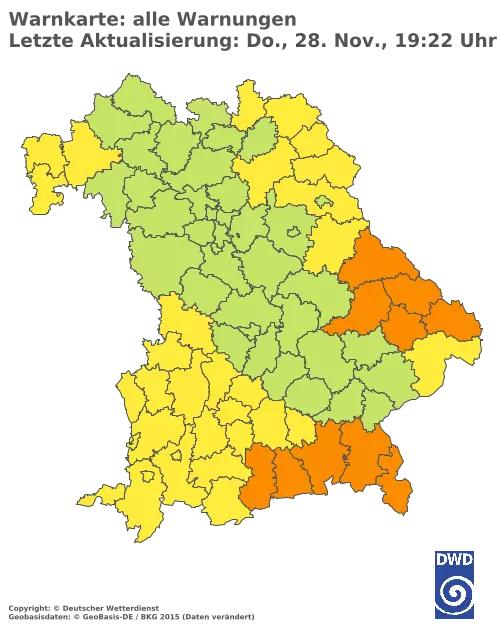 Aktuelle Wetterwarnungen für  Pfaffenhofen a.d.Ilm