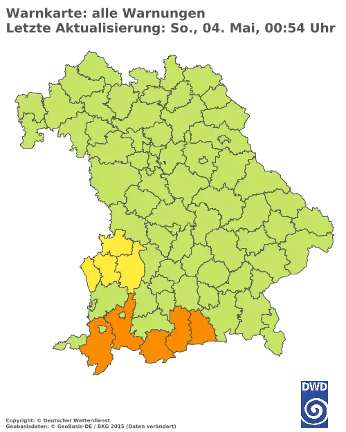 Aktuelle Wetterwarnungen für  Pfaffenhofen a.d.Ilm