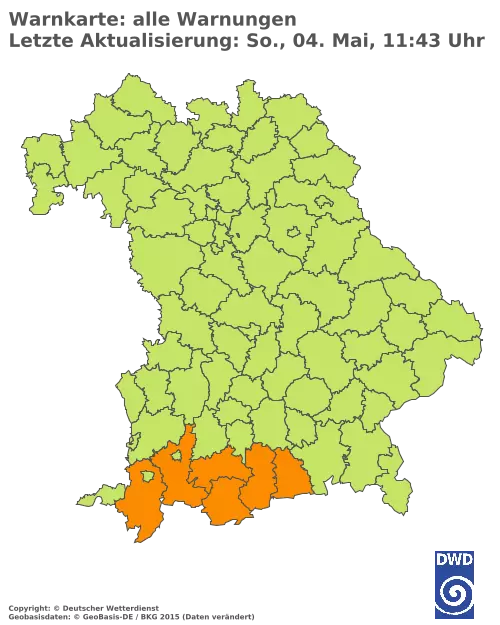 Aktuelle Wetterwarnungen für  Pfaffenhofen a.d.Ilm