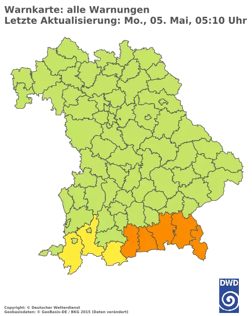 Aktuelle Wetterwarnungen für  Pfaffenhofen a.d.Ilm