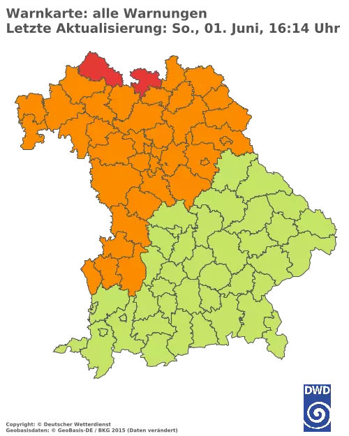 Aktuelle Wetterwarnungen für  Pfaffenhofen a.d.Ilm