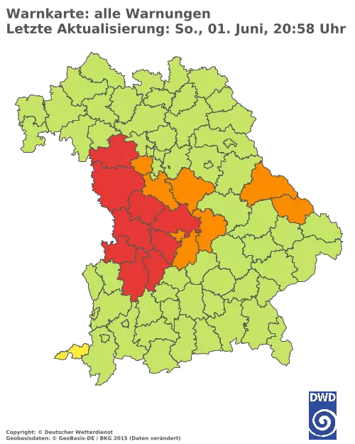 Aktuelle Wetterwarnungen für  Pfaffenhofen a.d.Ilm