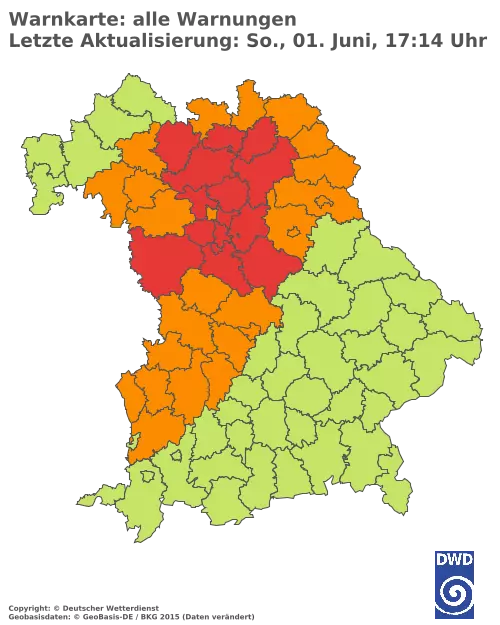 Aktuelle Wetterwarnungen für  Pfaffenhofen a.d.Ilm
