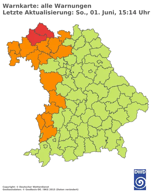 Aktuelle Wetterwarnungen für  Pfaffenhofen a.d.Ilm