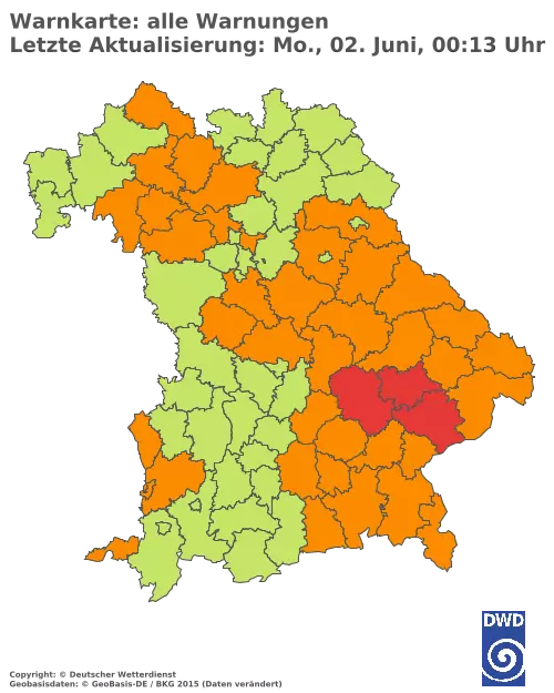 Aktuelle Wetterwarnungen für  Pfaffenhofen a.d.Ilm