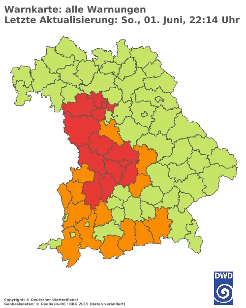 Aktuelle Wetterwarnungen für  Pfaffenhofen a.d.Ilm