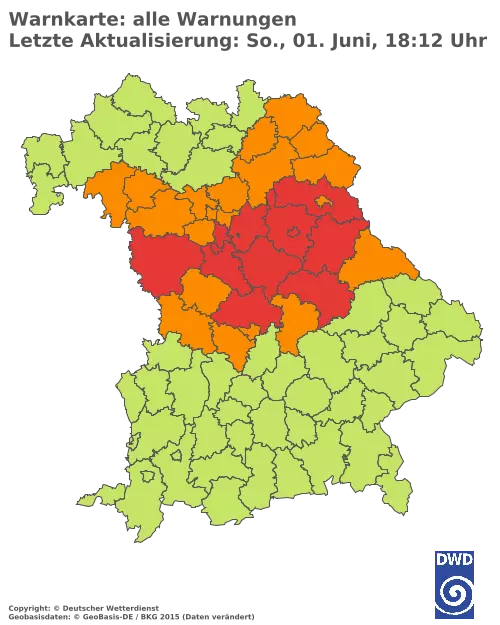 Aktuelle Wetterwarnungen für  Pfaffenhofen a.d.Ilm