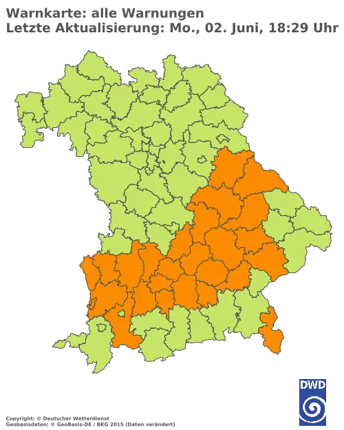 Aktuelle Wetterwarnungen für  Pfaffenhofen a.d.Ilm