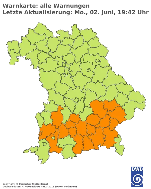 Aktuelle Wetterwarnungen für  Pfaffenhofen a.d.Ilm