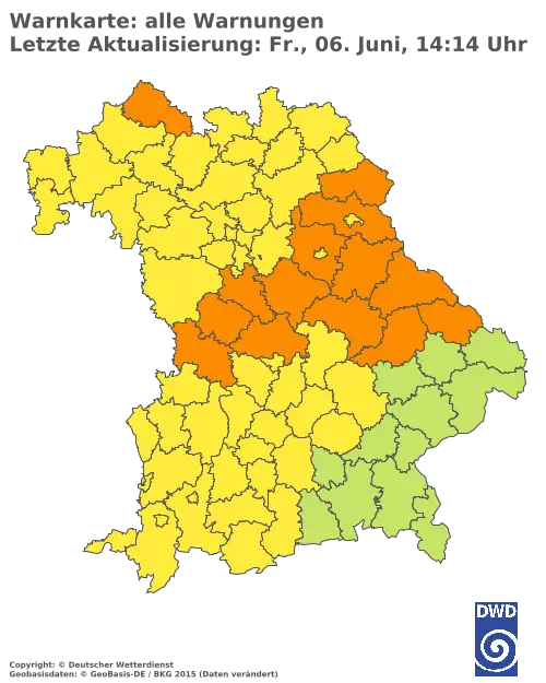 Aktuelle Wetterwarnungen für  Pfaffenhofen a.d.Ilm