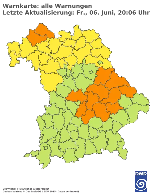 Aktuelle Wetterwarnungen für  Pfaffenhofen a.d.Ilm