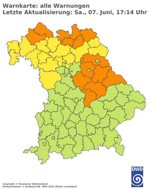 Aktuelle Wetterwarnungen für  Pfaffenhofen a.d.Ilm