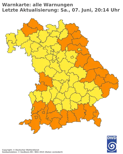 Aktuelle Wetterwarnungen für  Pfaffenhofen a.d.Ilm