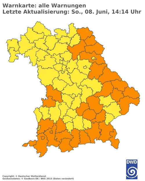 Aktuelle Wetterwarnungen für  Pfaffenhofen a.d.Ilm