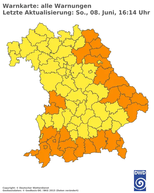 Aktuelle Wetterwarnungen für  Pfaffenhofen a.d.Ilm