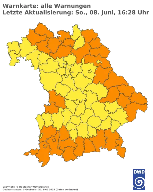 Aktuelle Wetterwarnungen für  Pfaffenhofen a.d.Ilm