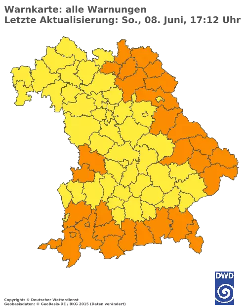 Aktuelle Wetterwarnungen für  Pfaffenhofen a.d.Ilm