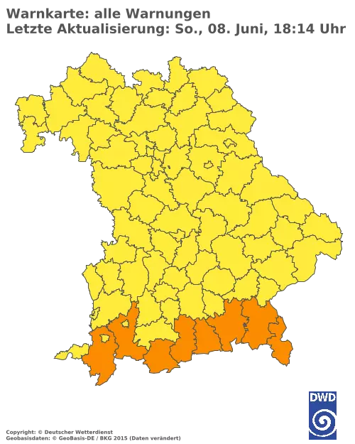 Aktuelle Wetterwarnungen für  Pfaffenhofen a.d.Ilm