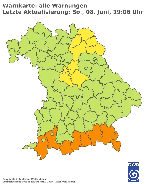 Aktuelle Wetterwarnungen für  Pfaffenhofen a.d.Ilm