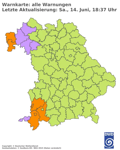 Aktuelle Wetterwarnungen für  Pfaffenhofen a.d.Ilm