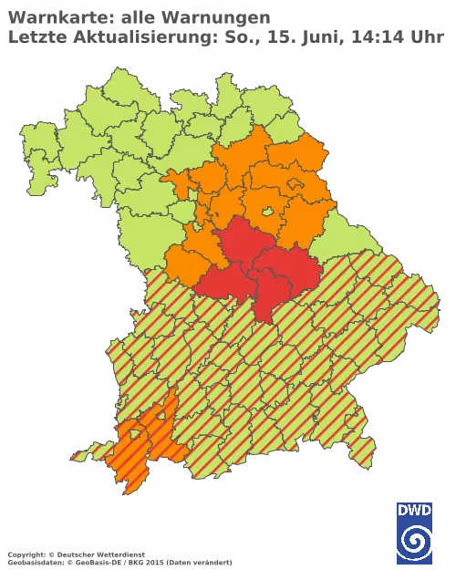 Aktuelle Wetterwarnungen für  Pfaffenhofen a.d.Ilm