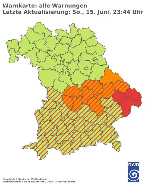 Aktuelle Wetterwarnungen für  Pfaffenhofen a.d.Ilm