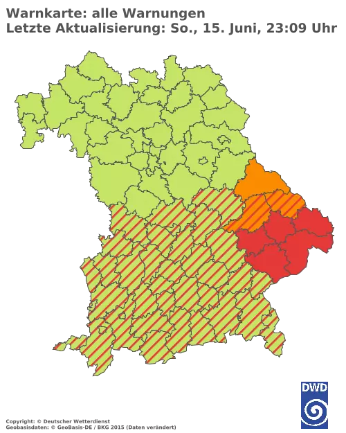 Aktuelle Wetterwarnungen für  Pfaffenhofen a.d.Ilm