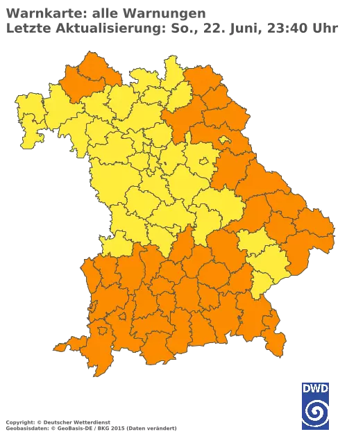 Aktuelle Wetterwarnungen für  Pfaffenhofen a.d.Ilm