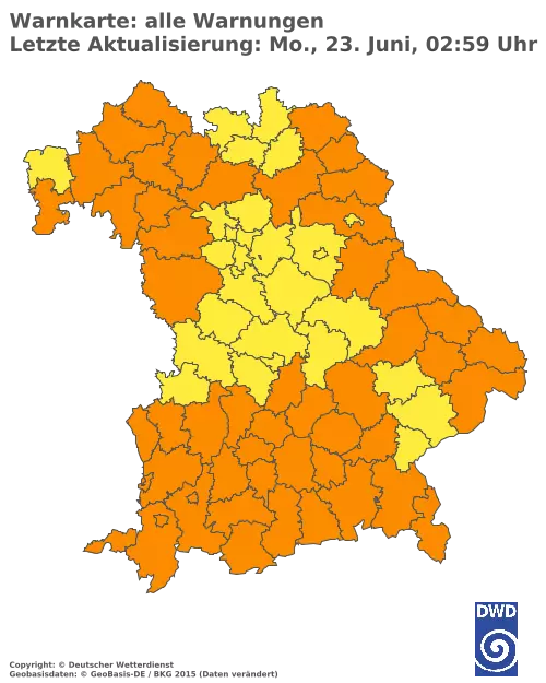 Aktuelle Wetterwarnungen für  Pfaffenhofen a.d.Ilm