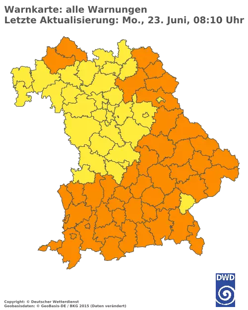 Aktuelle Wetterwarnungen für  Pfaffenhofen a.d.Ilm
