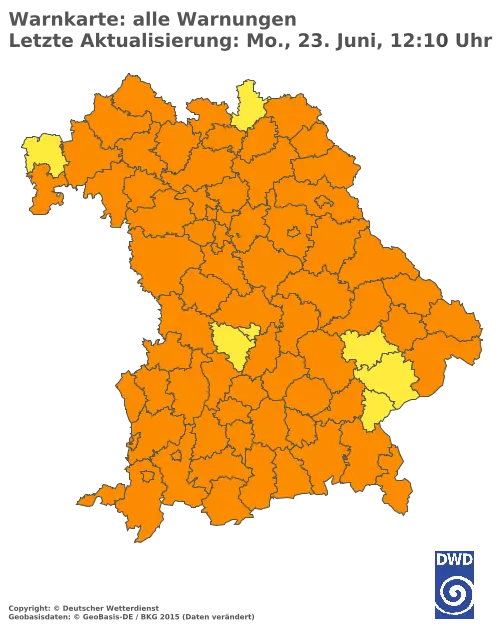 Aktuelle Wetterwarnungen für  Pfaffenhofen a.d.Ilm