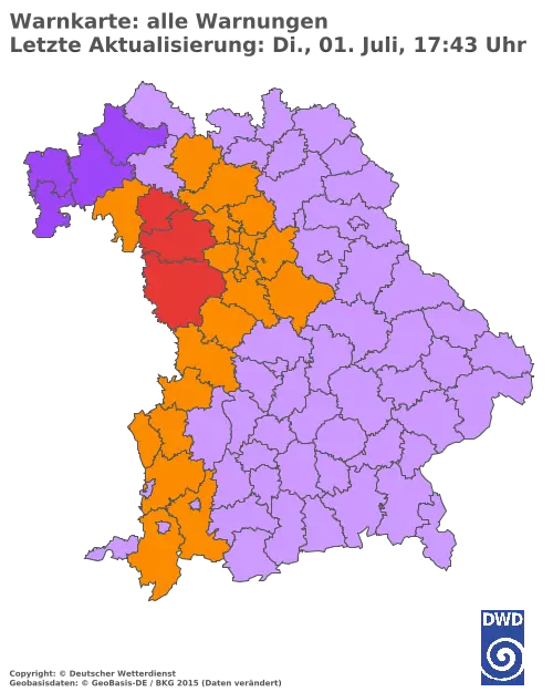 Aktuelle Wetterwarnungen für  Pfaffenhofen a.d.Ilm