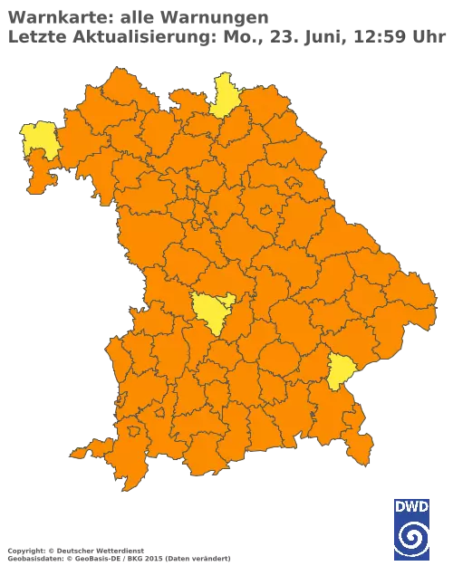 Aktuelle Wetterwarnungen für  Pfaffenhofen a.d.Ilm