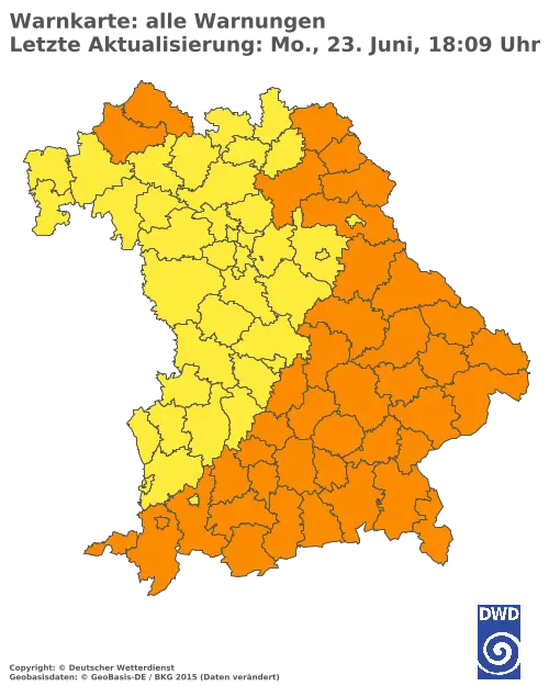 Aktuelle Wetterwarnungen für  Pfaffenhofen a.d.Ilm