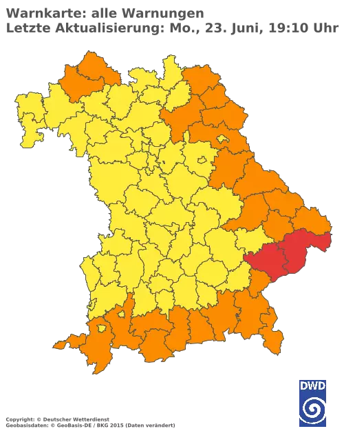 Aktuelle Wetterwarnungen für  Pfaffenhofen a.d.Ilm