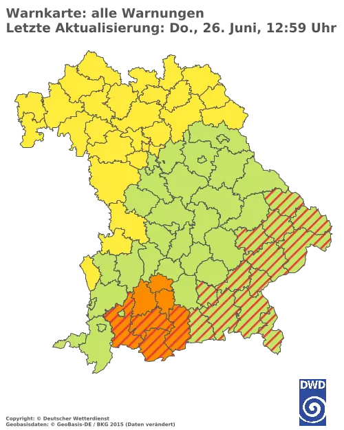 Aktuelle Wetterwarnungen für  Pfaffenhofen a.d.Ilm