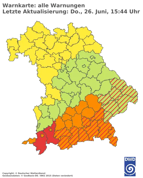Aktuelle Wetterwarnungen für  Pfaffenhofen a.d.Ilm