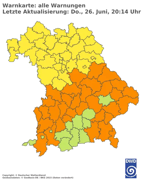 Aktuelle Wetterwarnungen für  Pfaffenhofen a.d.Ilm