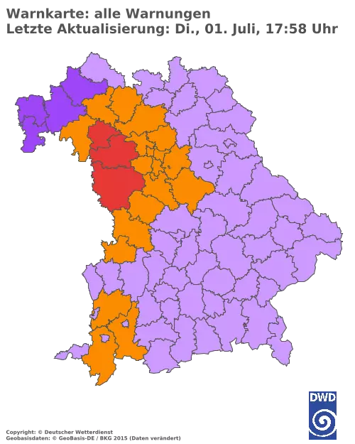 Aktuelle Wetterwarnungen für  Pfaffenhofen a.d.Ilm