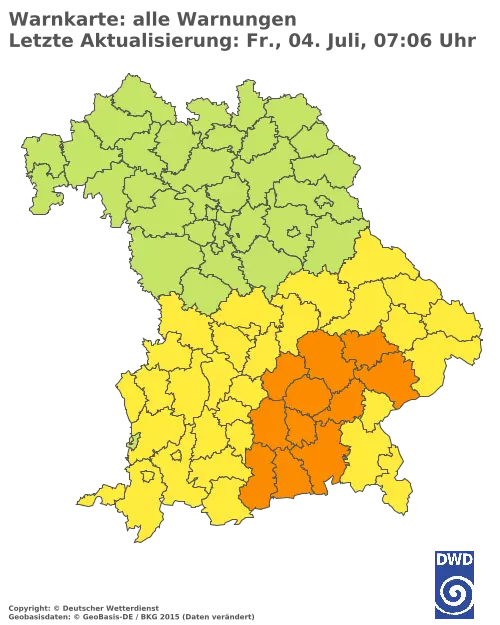 Aktuelle Wetterwarnungen für  Pfaffenhofen a.d.Ilm